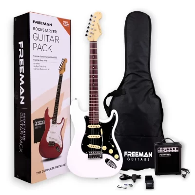 Pack de guitarra eléctrica Freeman Rockstarter - White